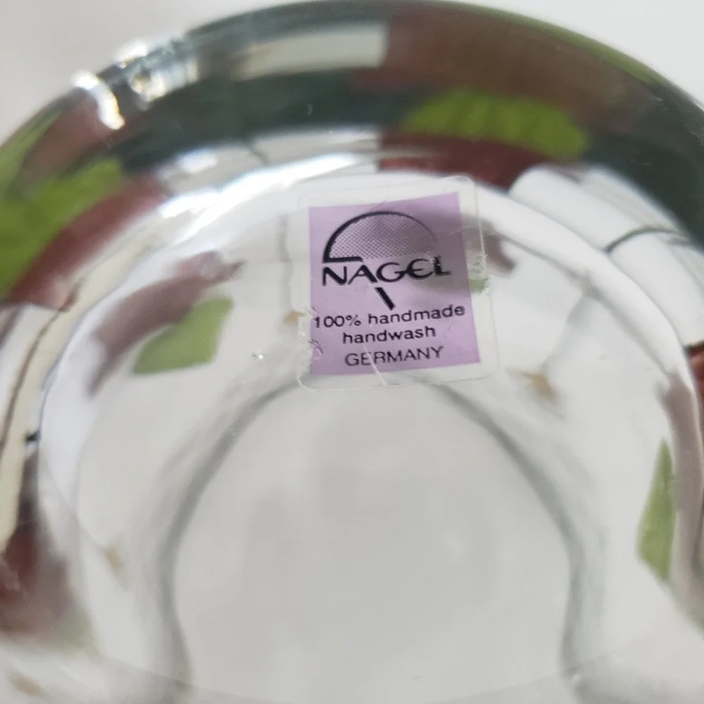 Nagel Large Vase Topiary Planter Painted Glass 9.375 in x 7.5 in Made In Germany